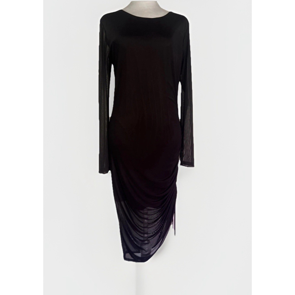 INC International Concepts Women's Black Ruched Drawstring Dress Size XL